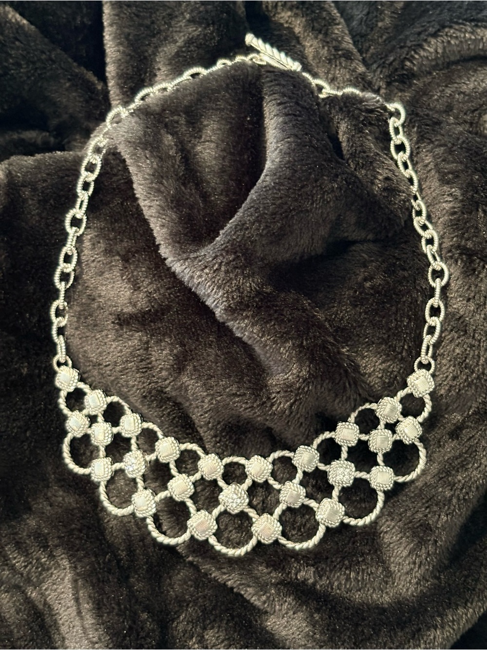 Stunning Judith Ripka Sterling Silver CZ Bib Statement Necklace
